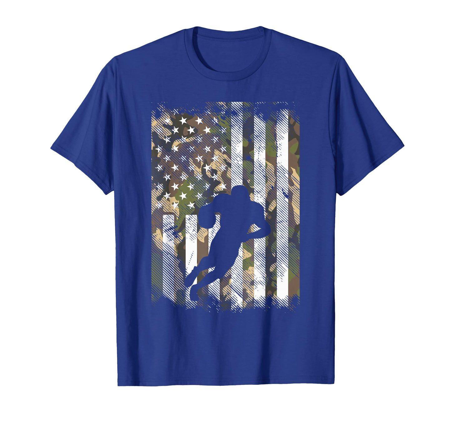 Camo US Flag American Football Player Vintage Patriotic T-Shirt