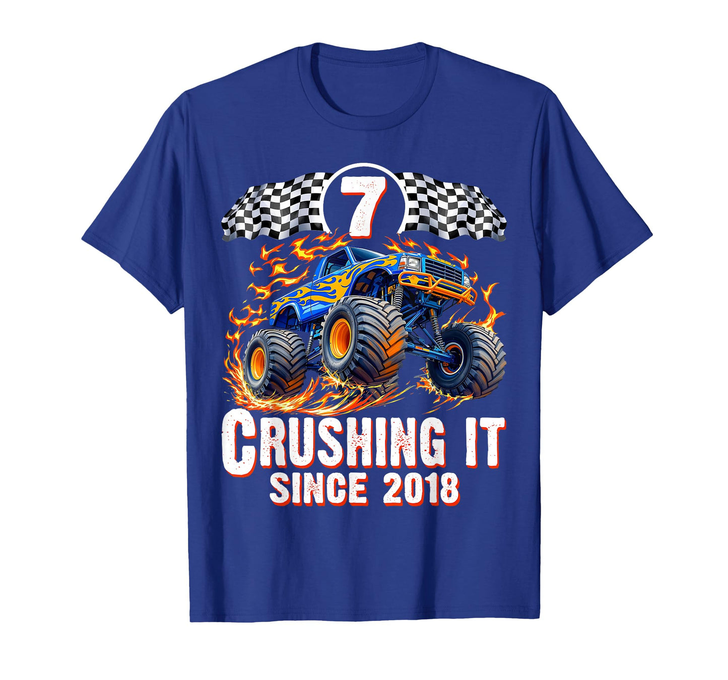 Birthday Monster Truck 7 year Old Boys 7th Party Born 2018 T-Shirt