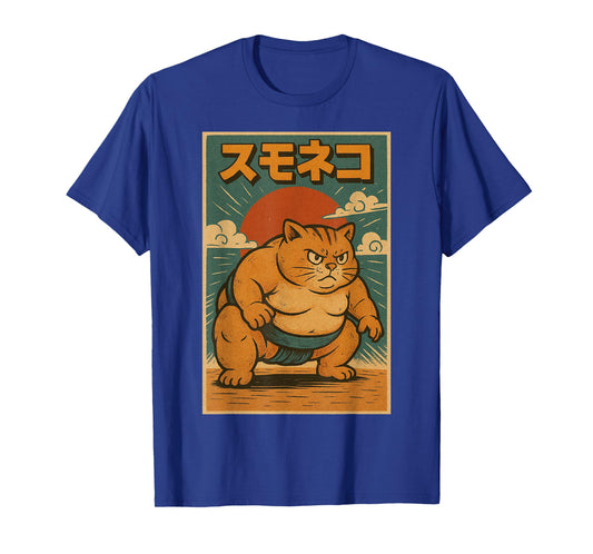 Funny Cat Sumo Wrestler Japanese Art Anime Ukiyo-e Graphic T-Shirt
