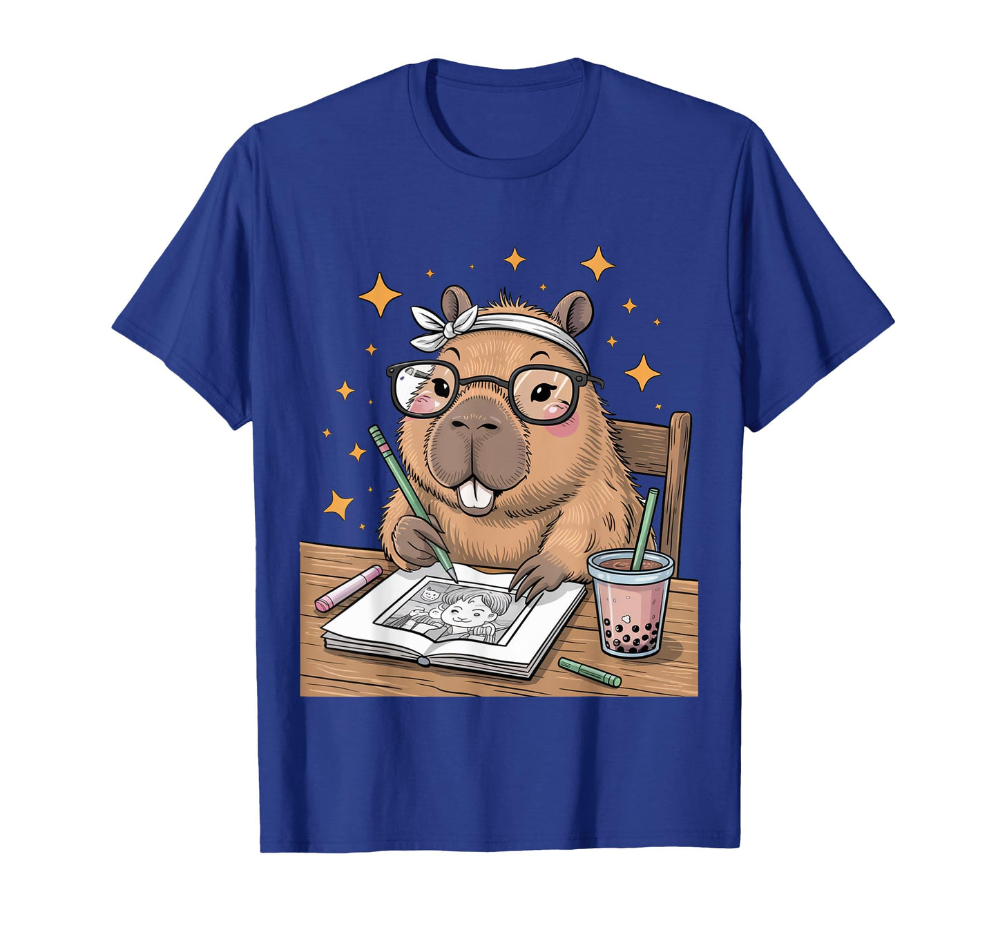 Just A Capybara Drinking Boba Tea Anime Girl Lover Capy Gift T-Shirt