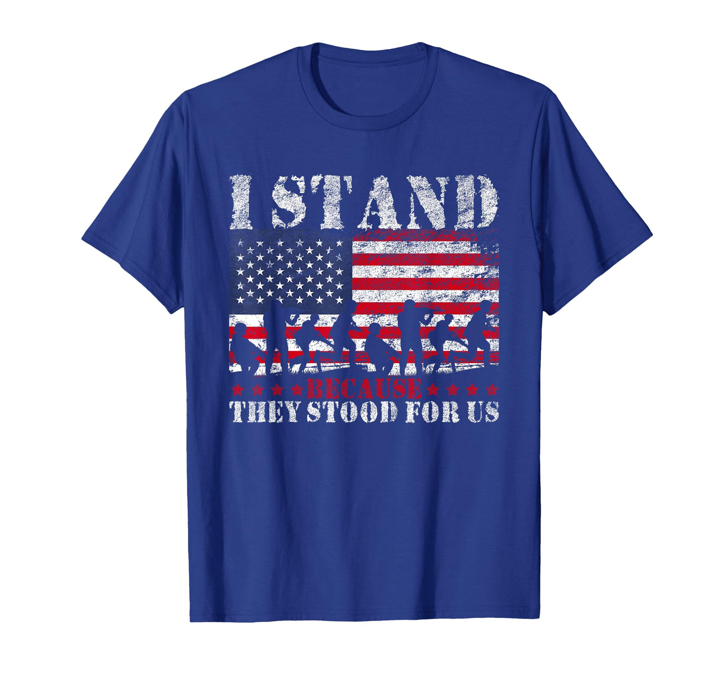 I Stand Because They Stood For Us American Flag T-Shirt for Women Kids Men