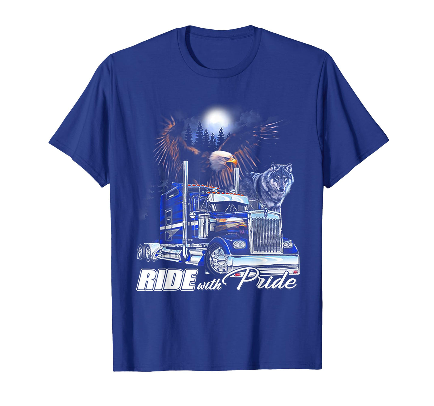 Ride With Pride Trucker Eagle Wolf T-Shirt