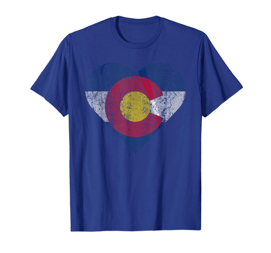Colorado Flag Heart Distressed Vintage Wife Mom Women T-Shirt