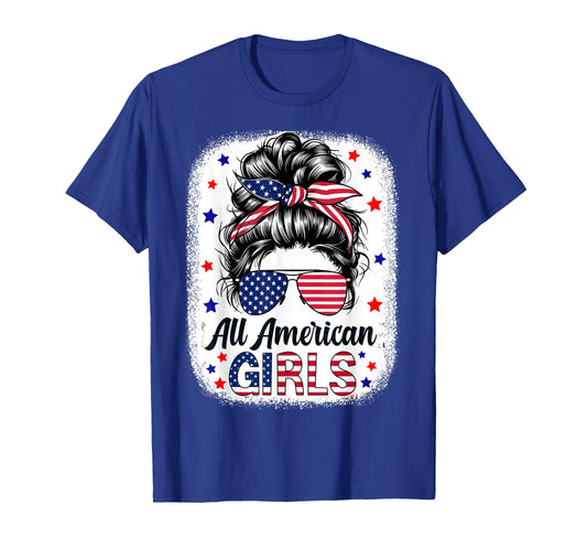 All American Girls USA Flag Patriot Women 4th July Girls T-Shirt