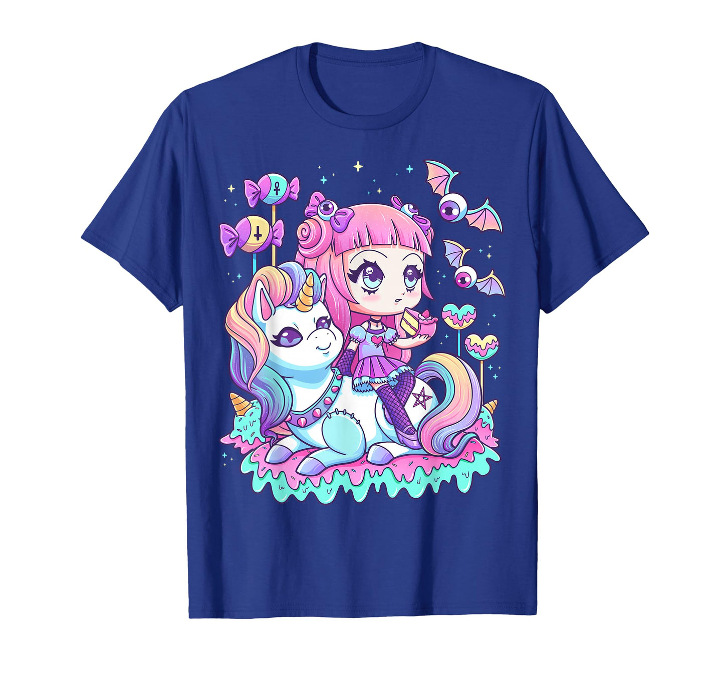 Pastel Goth Cute Creepy Girl Unicorn Kawaii Menhera Witchy T-Shirt Small