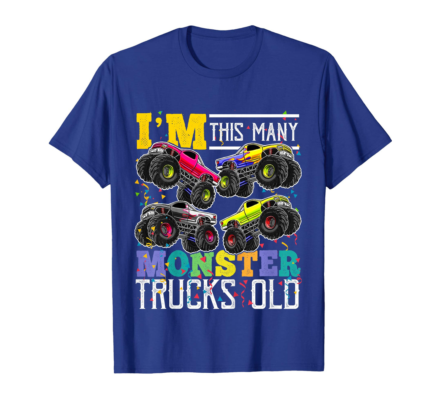 Kids I'm This Many Monster Trucks Old 4th Birthday Shirt Boy Gift T-Shirt