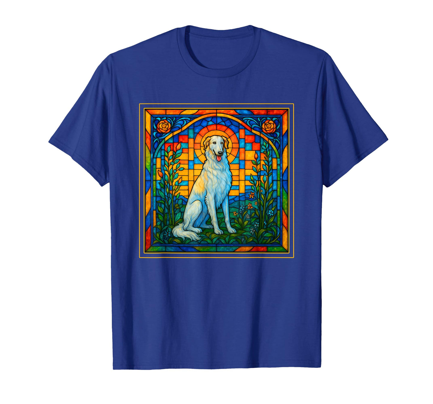 Borzoi Dog Lover Stained Glass Russian Wolfhound Mom T-Shirt