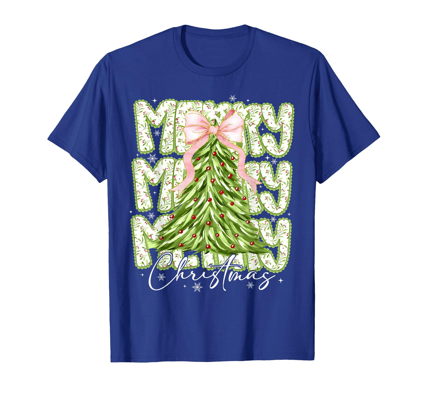 Merry Christmas Coquette Bow Tree Xmas Holiday Girl Women T-Shirt