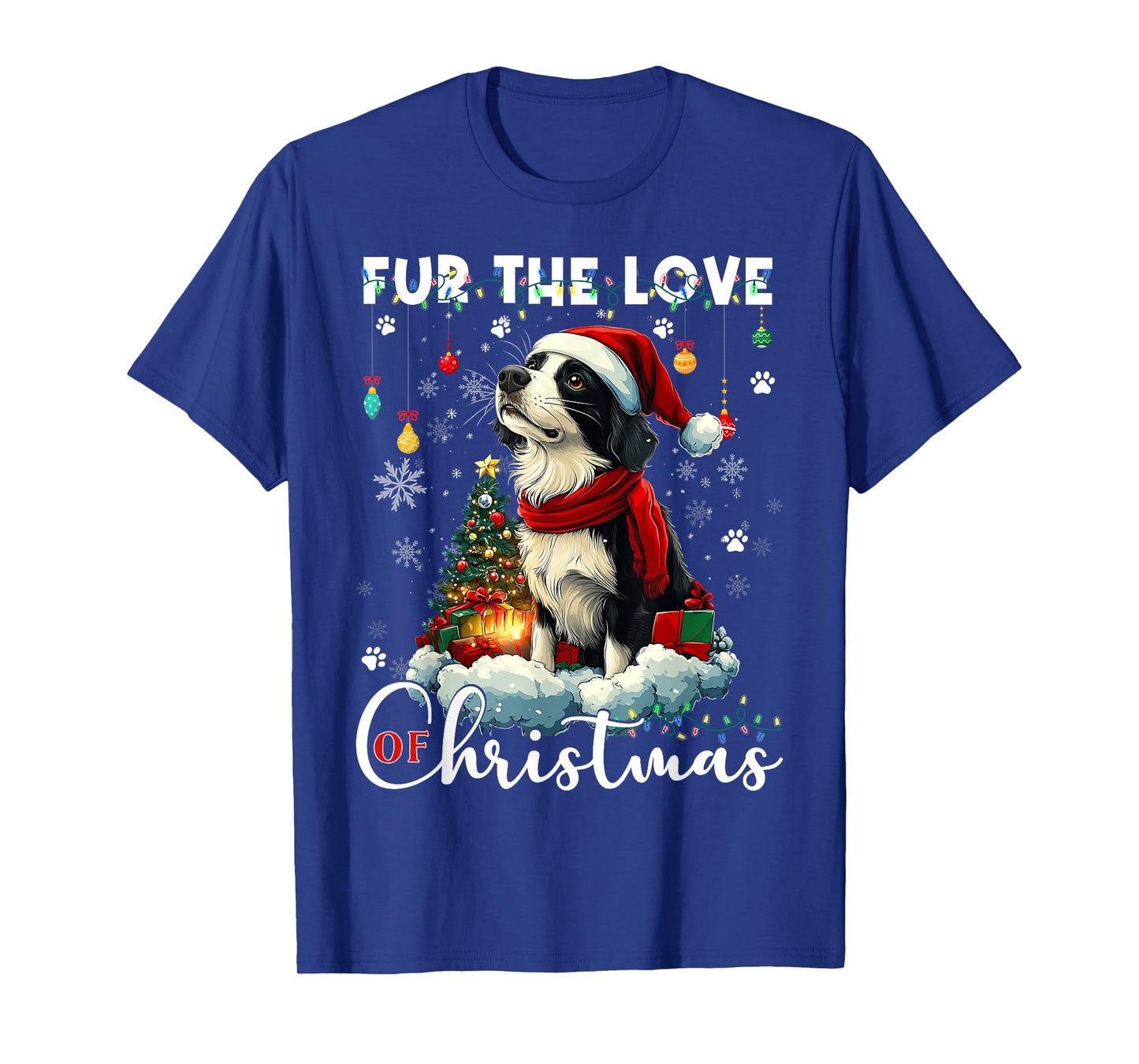 Border Collie Christmas Tree Decorations Dog Lover Xmas Men Women Kids T-Shirt