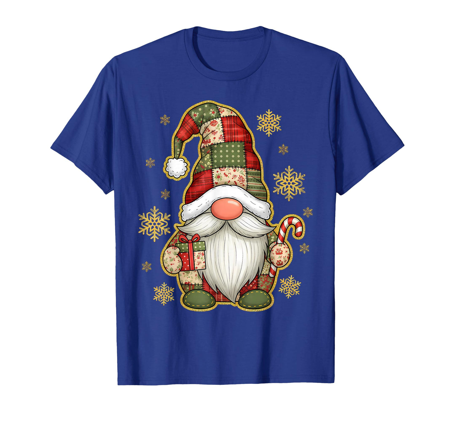 Patchwork Gnomes Merry Christmas Candy Cane Xmas Men Women T-Shirt