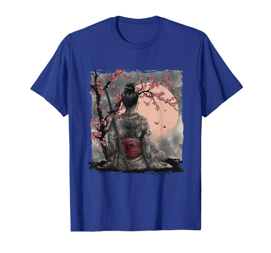 Japanese Geisha Japanese Samurai Girl Sakura Cherry Blossom T-Shirt