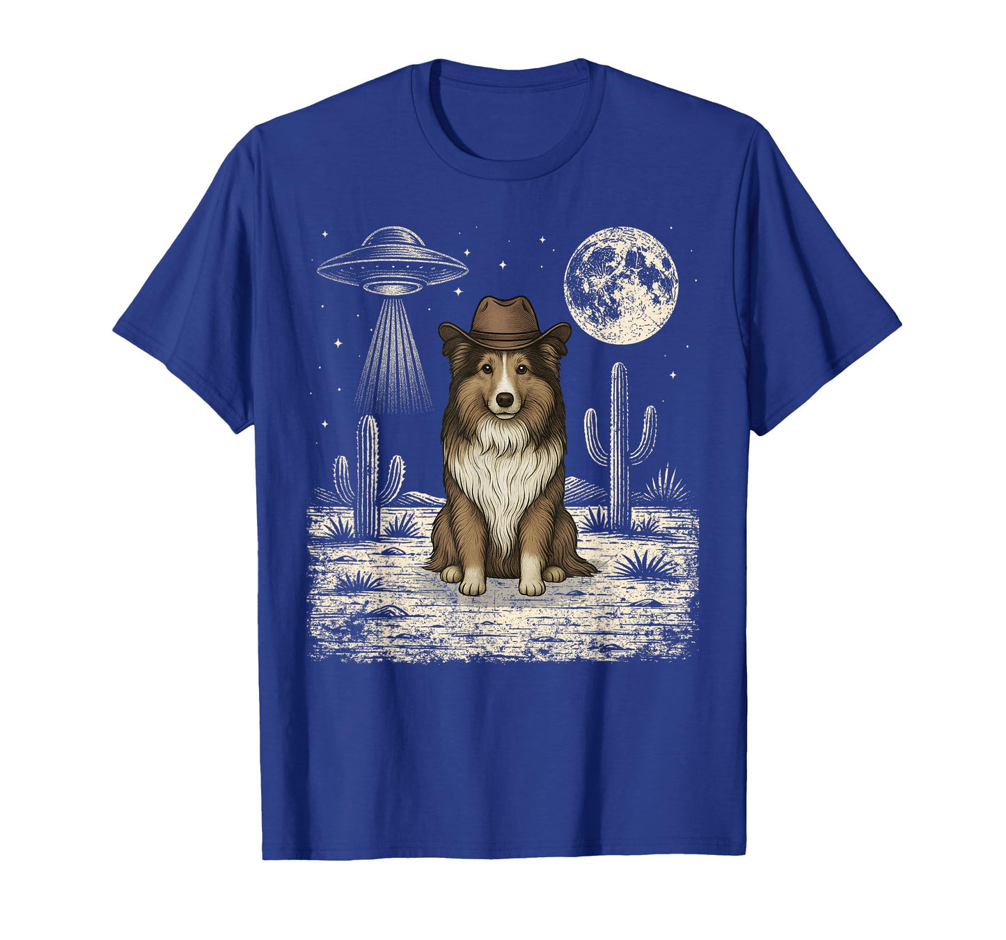 Funny Shetland Sheepdog Cowboy Western Dog UFO T-Shirt