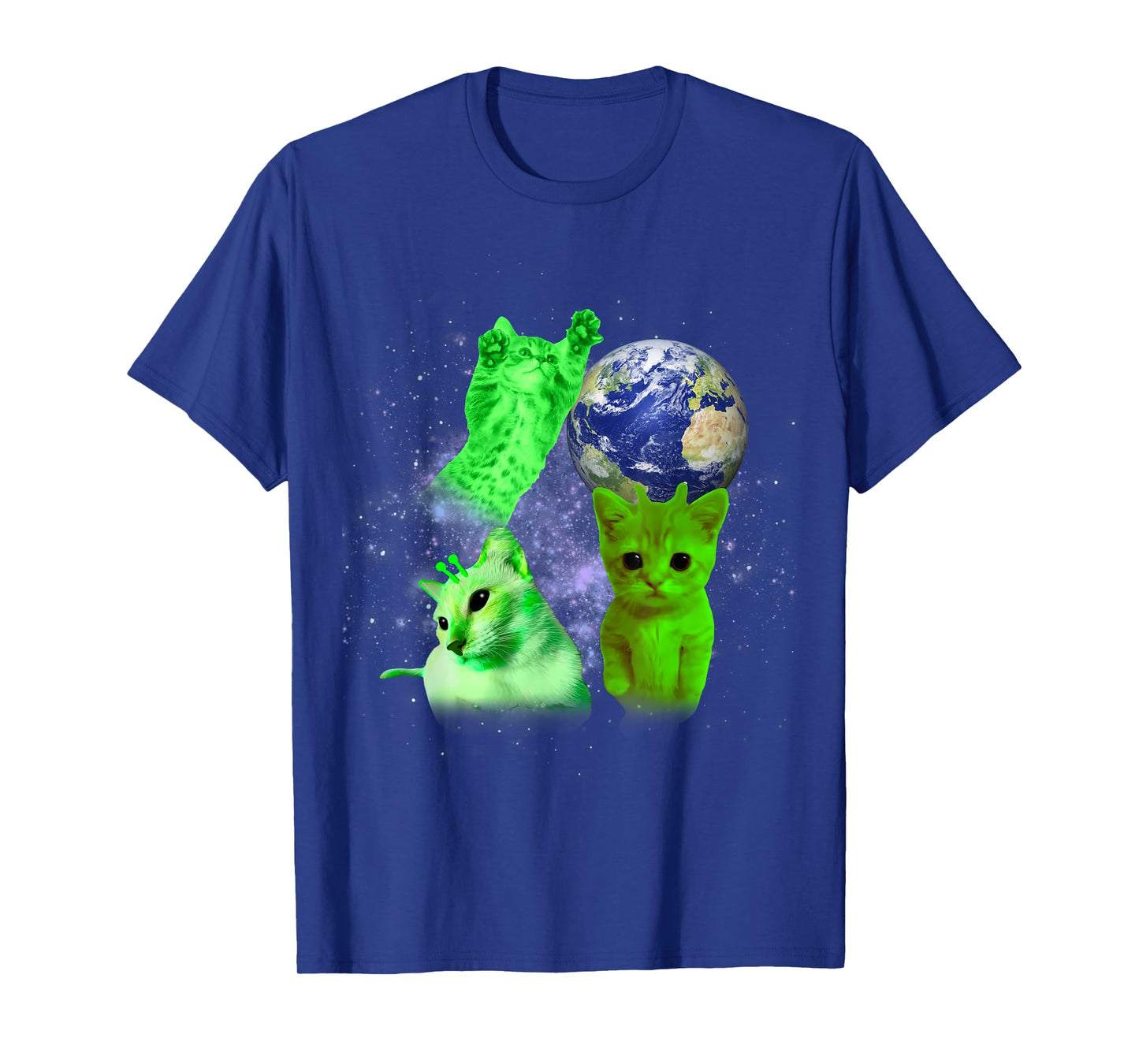 Funny Three Alien Cats Earth Brainrot Dank Meme Silly Cat T-Shirt