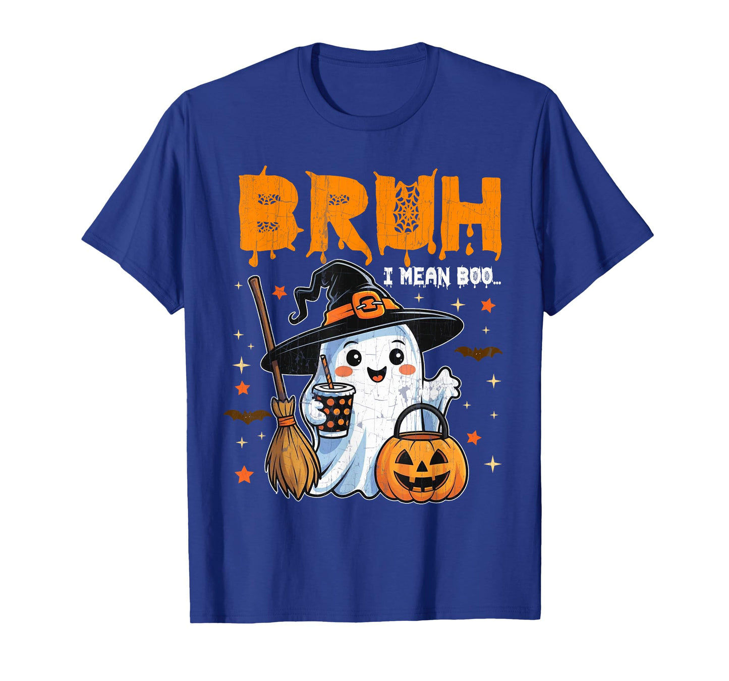 Bruh I Mean Boo Trick Or Treat Halloween Ghost Boy Girl Kids T-Shirt