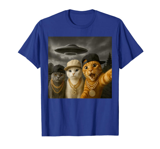 Homies Funny Cat Selfie UFO Hip Hop Rap, Men Women Kids T-Shirt