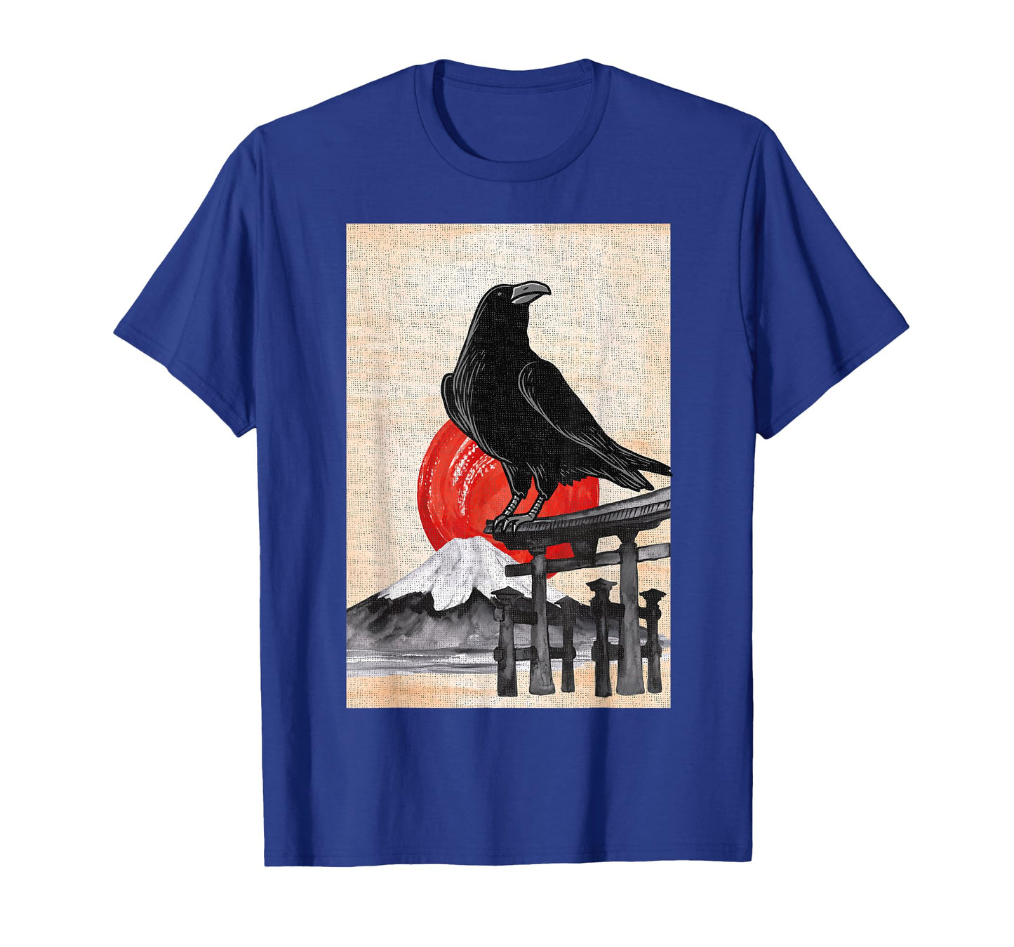 Japanese Style Red Moon Raven Graphic Black Crow Occult Goth T-Shirt
