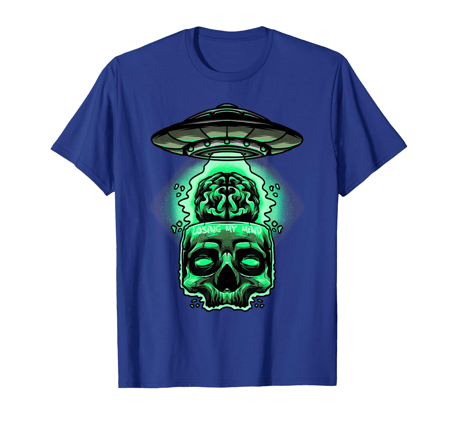 Losing My Mind Brain Skull UFO Alien Space Craft Abduction T-Shirt
