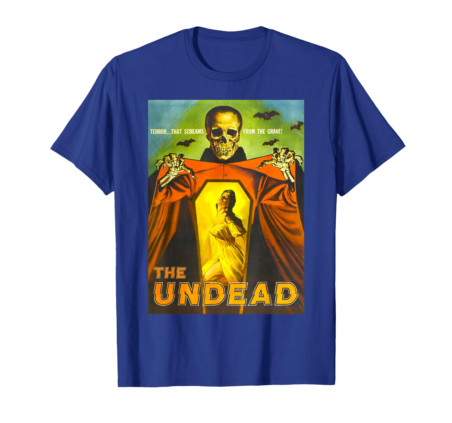 Creepy Skeleton Retro Halloween Monster Poster Horror Movie T-Shirt