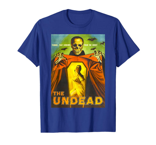 Creepy Skeleton Retro Halloween Monster Poster Horror Movie T-Shirt