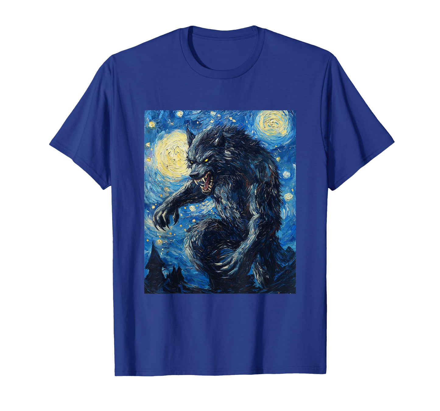 Werewolf Wolf Wolves - Van Gogh Style - Starry Night Graphic T-Shirt