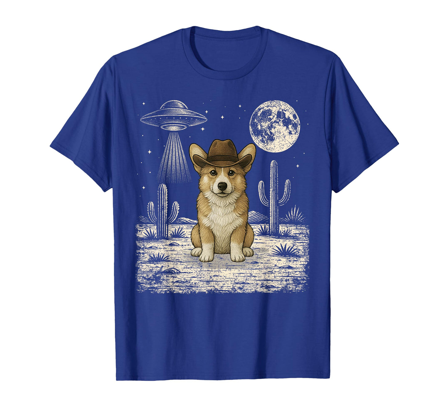 Funny Corgi Cowboy Western Dog UFO T-Shirt