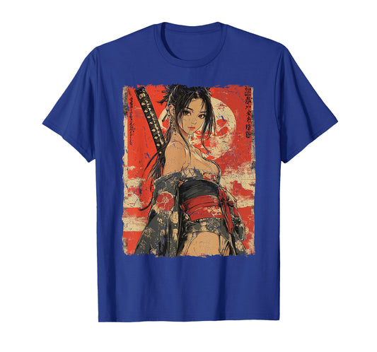 Samurai Warrior Waifu Girl Japanese Ukiyo-e Manga Samurai T-Shirt