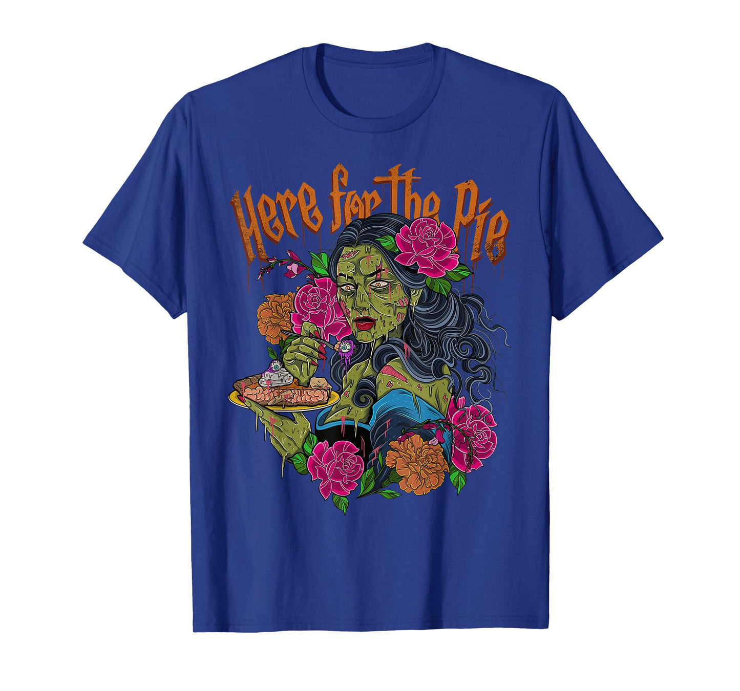 Vintage Retro Here for The Pie Zombie Girl Graphic Tee T-Shirt