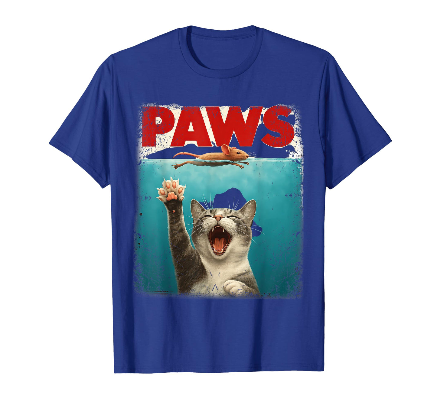 PAWS Parody Cat Mouse Humorous Cat Chasing Mouse Kitten T-Shirt for Men Women Kids