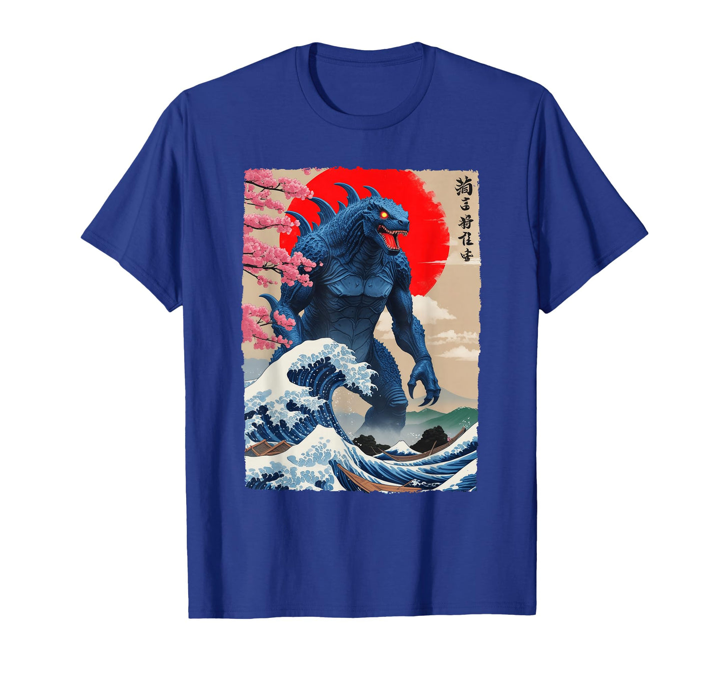 Monster Kaiju Cherry Blossom Japan Great Wave Off Kanagawa T-Shirt