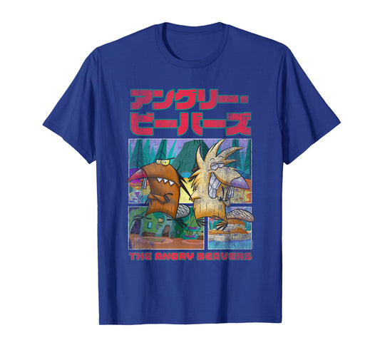 The Angry Beavers Retro Japanese Kanji Logo Cartoon T-Shirt