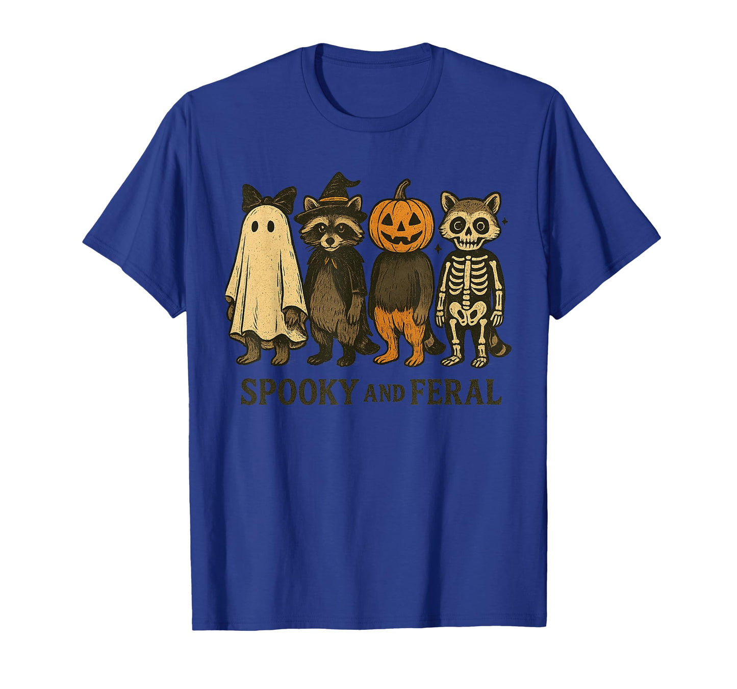 Halloween Raccoon Spooky And Feral Ghost Spooky Season T-Shirt