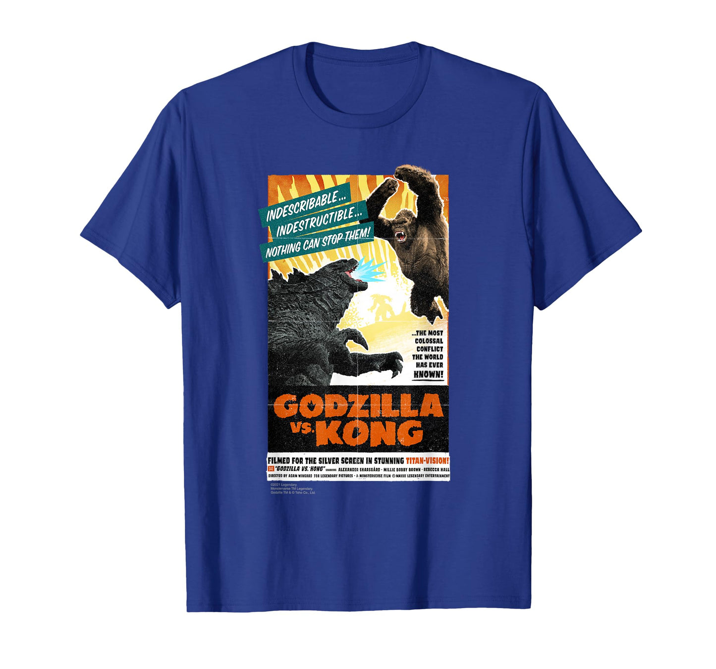 Godzilla vs Kong - Titan-Vision Retro Poster T-Shirt Small
