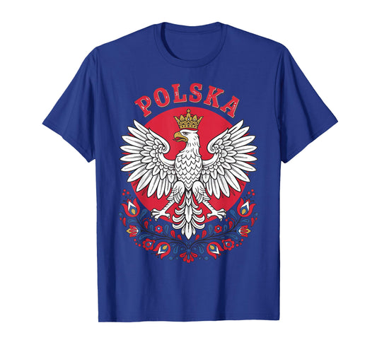 Polska White Eagle Folk Art Polish Symbol Design T-Shirt