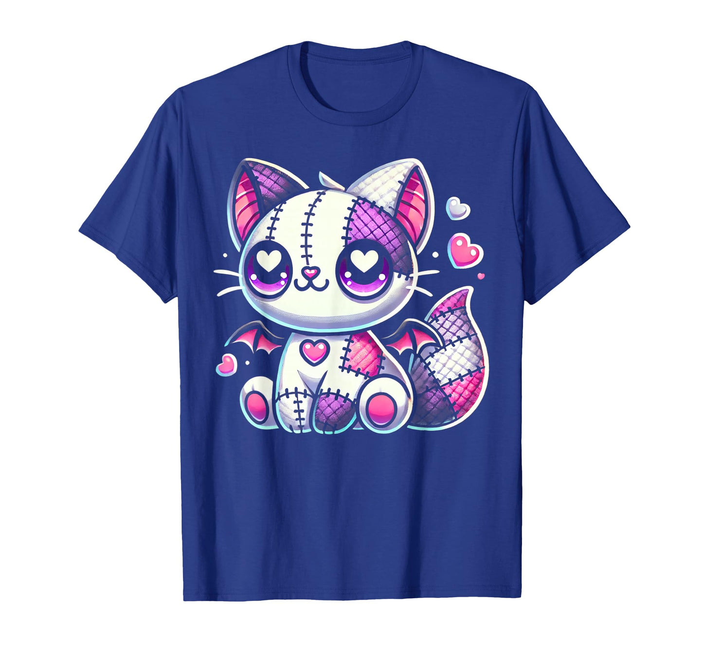 Kawaii Pastel Goth Creepy and Witchy Zombie Patchwork Cat T-Shirt