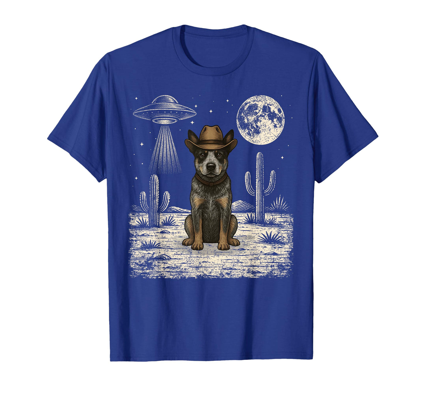 Funny Blue Heeler Cowboy Western Dog UFO T-Shirt