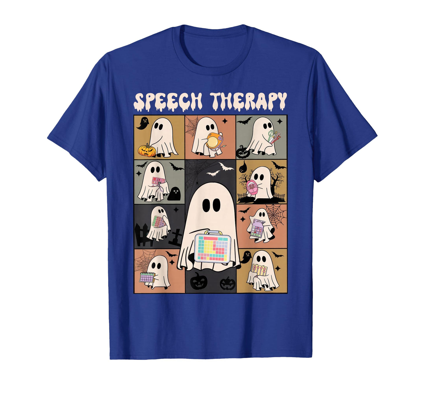 Retro SLP Ghost Halloween Speech Therapy Autumn Fall T-Shirt