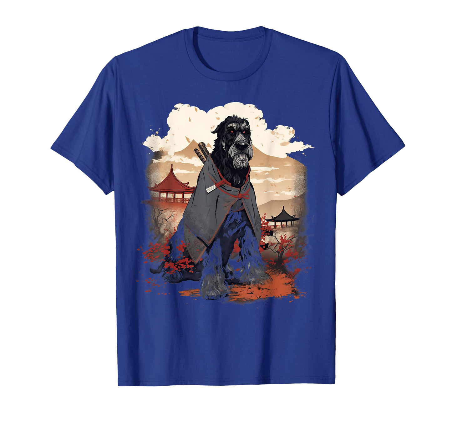 Vintage Japanese Art Samurai Giant Schnauzer Dog T-Shirt