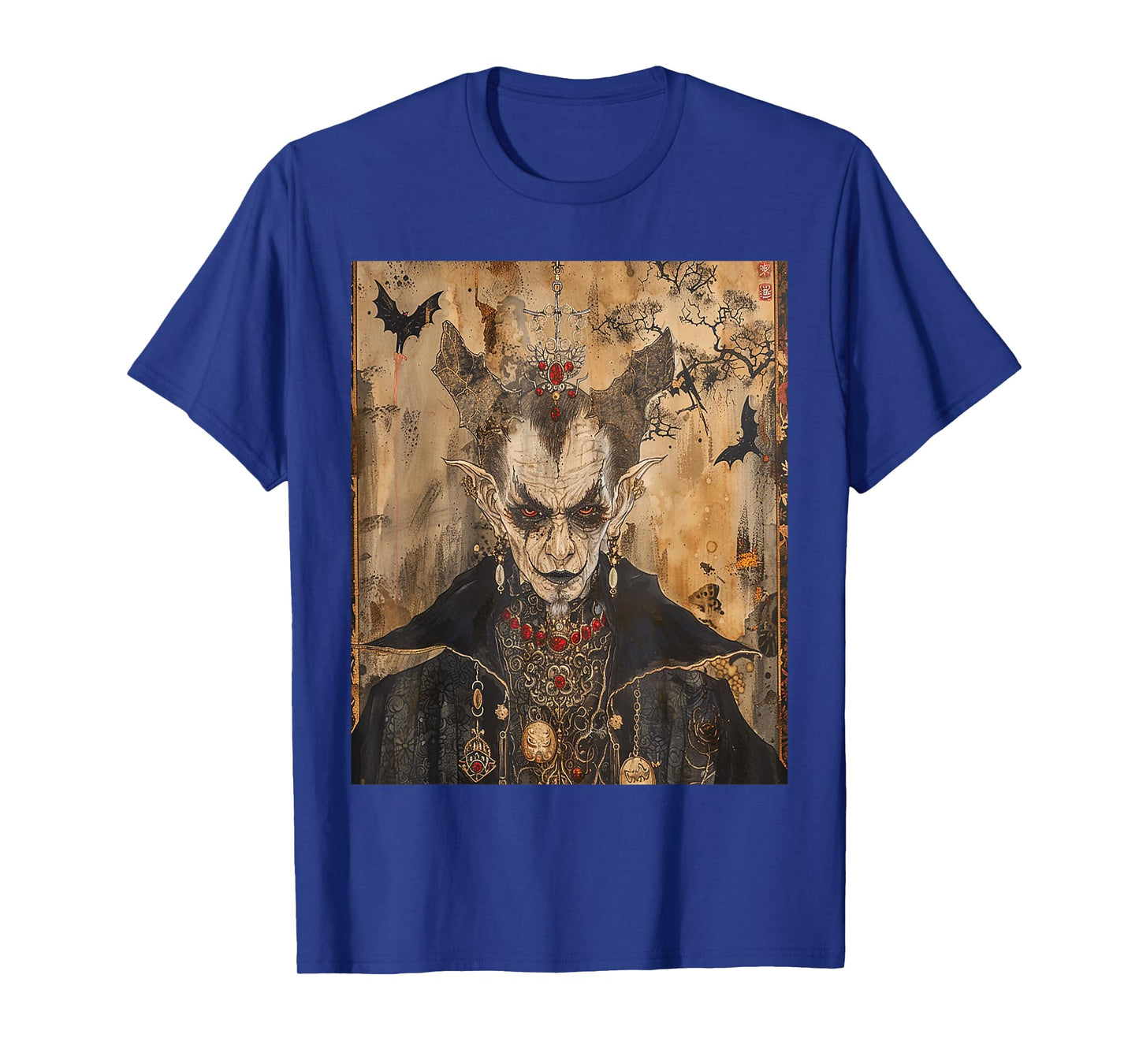 Scary Japanese Dracula Vampire Dynasty Adult Halloween Art T-Shirt