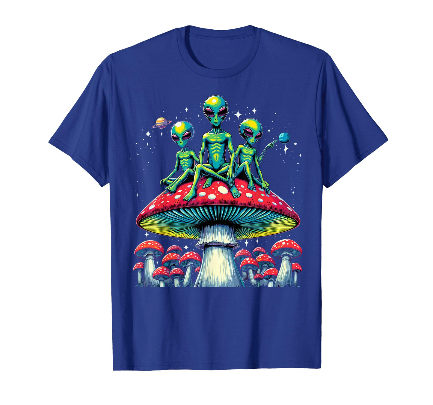 Trippy Alien Mushroom Graphic Tee - Funny Psychedelic Shroom T-Shirt