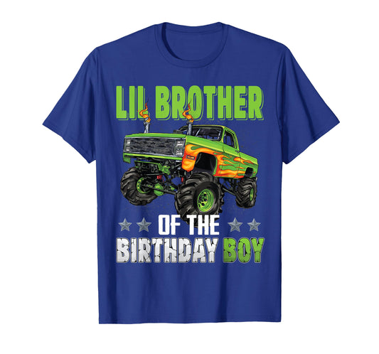 Lil Brother of Birthday Boy Monster Truck Family Matching T-Shirt