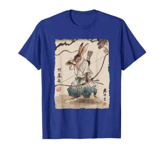 Rabbit Samurai Archer Japanese Ink Art for Men Women Kids T-Shirt