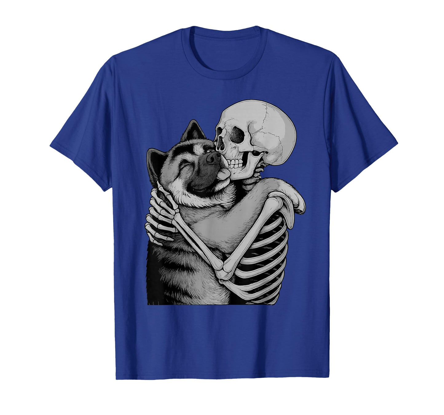 American Akita Skeleton Hug Halloween Dog Lover T-Shirt