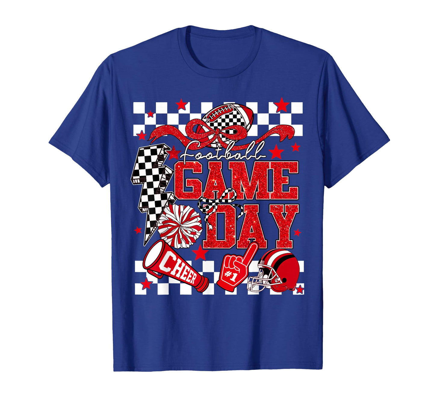 Game Day Football Red Black Touchdown Dad Mom Girls Go Cheer T-Shirt