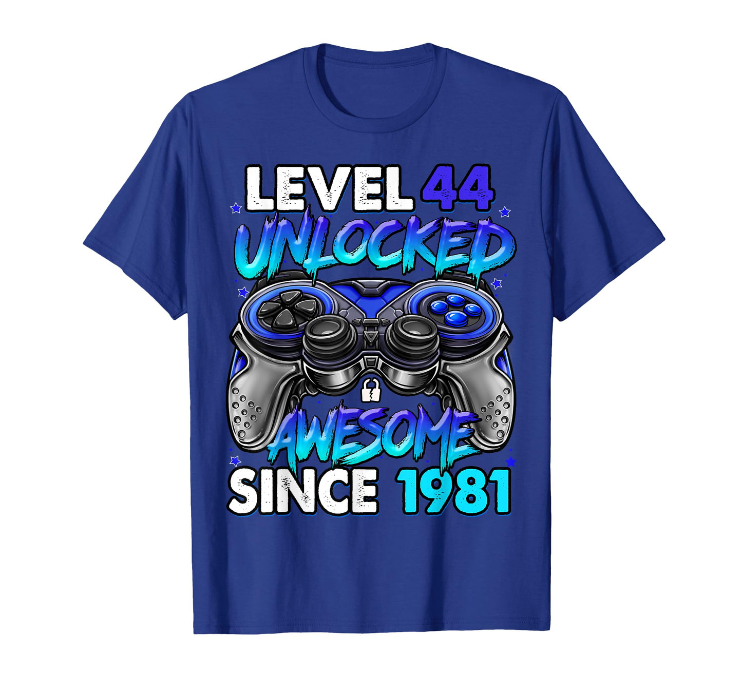 Level 44 Unlocked Awesome Since 1981 44th Birthday Gaming T-Shirt