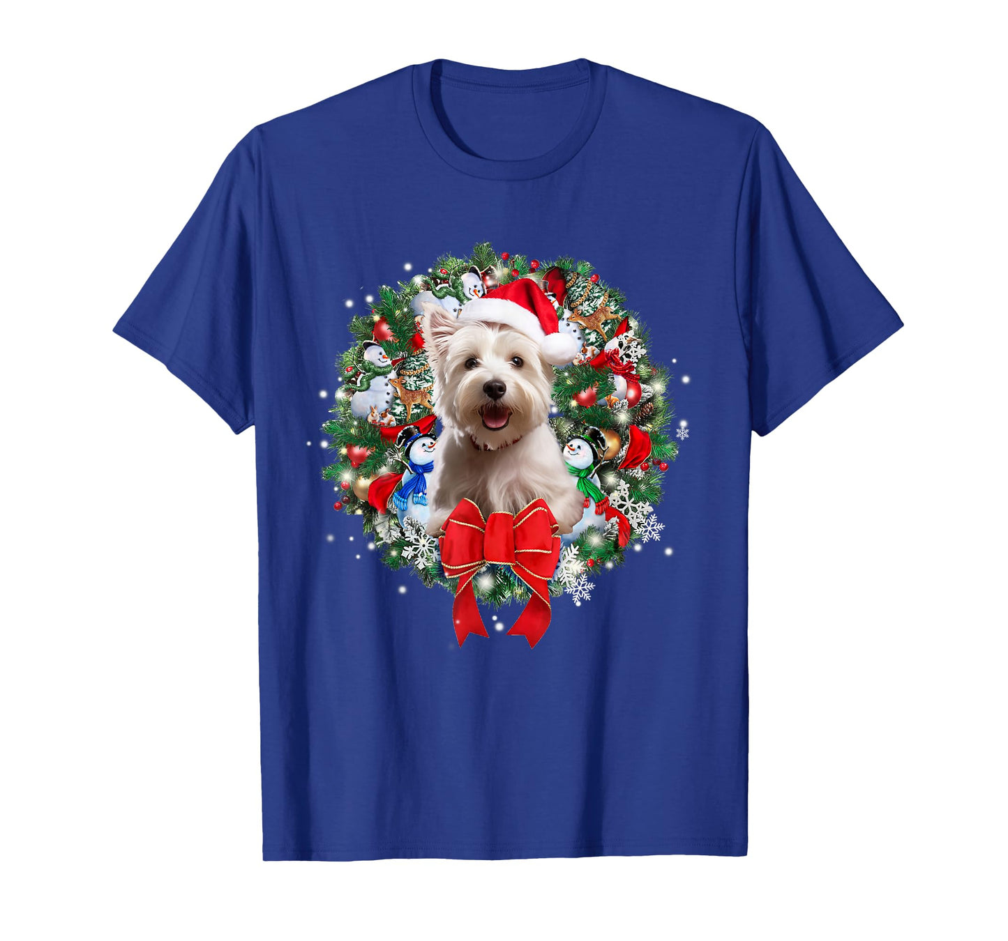 Westie Christmas Wreath Decoration Xmas Pajamas T-Shirt