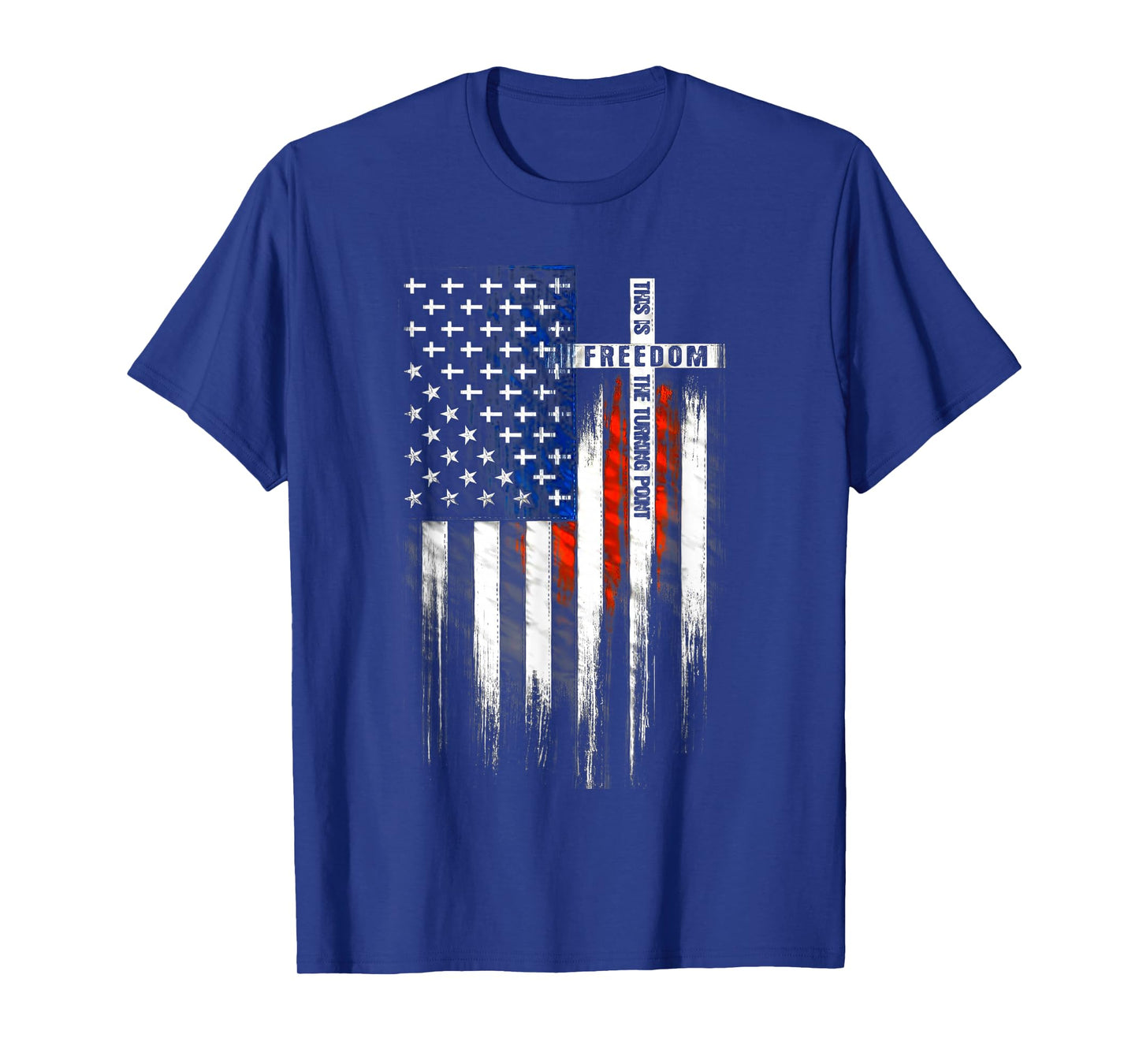 This is The Turning Point Faith Cross US Flag Patriotic Men T-Shirt