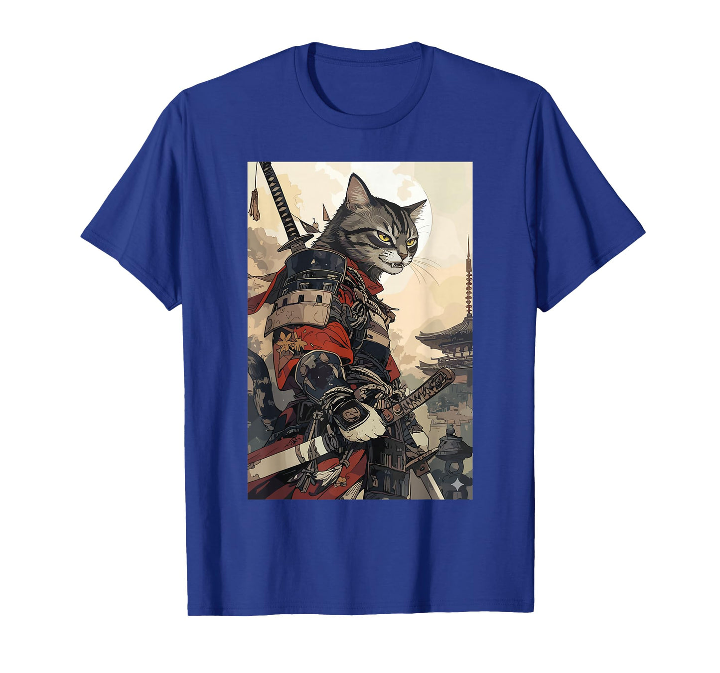Samurai Cat Shirts for Women Men Vintage Graphic Japanese T-Shirt