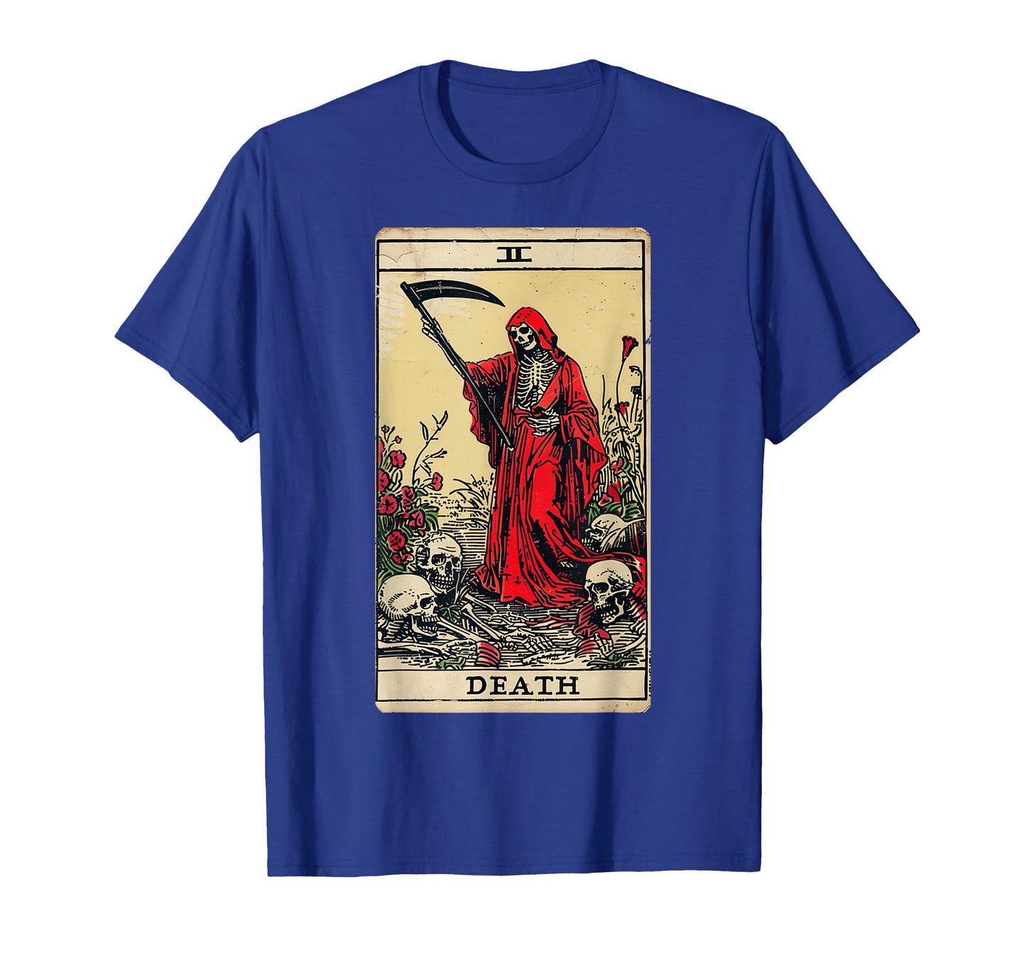 Vintage Death Tarot Card Black Gothic Skull Dead Reaper Grim T-Shirt