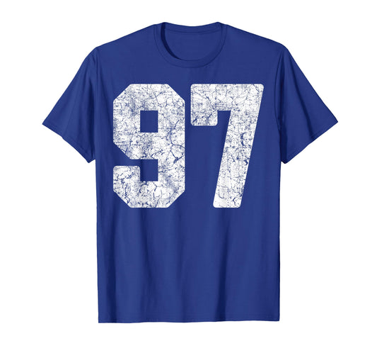 Distressed White Number 97 Jersey Player Uniform #97 Grunge T-Shirt