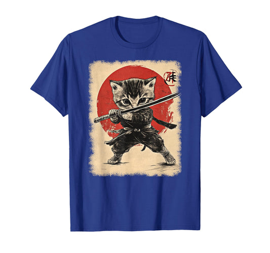 Japanese Samurai Kitten Kawaii Ninja Cat T-Shirt
